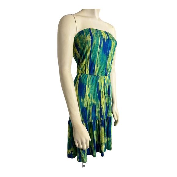Gap Womens Watercolor Rayon Tie Dye Strapless Mini Dress Small S Mini Sundress - Picture 2 of 6